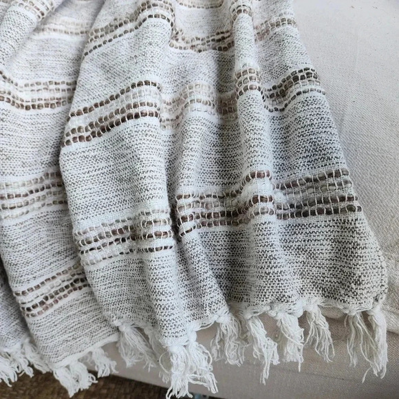 Celerie Kemble White & Gray Decorative Tapestry Mateo Throw India 50" x 60" - Picture 2 of 15